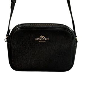 Coach Mini Camera Bag Black Pebble Leather Crossbody Purse EUC